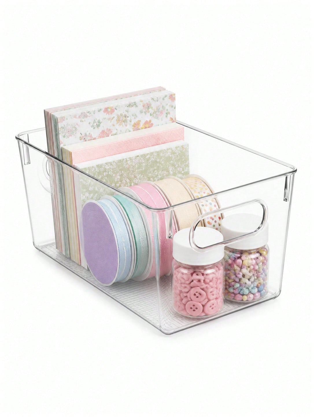 Desk Setup Organization - 8er-Pack transparente Aufbewahrungsboxen mit Griffen, offenes