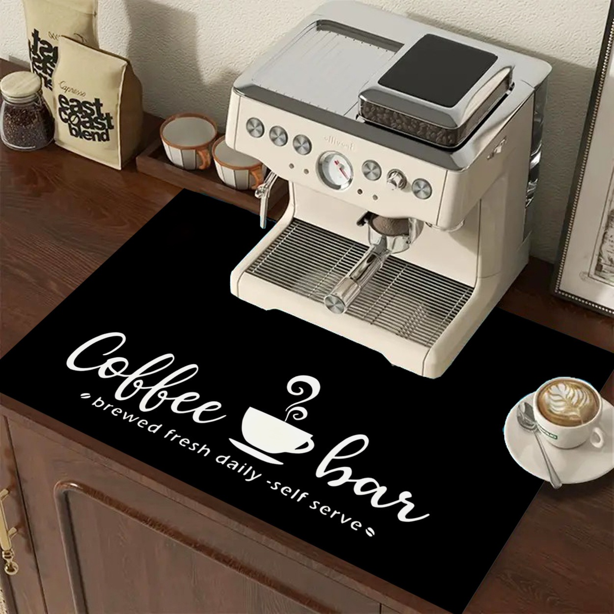 Desk Setup Organization - Minimalistische quadratische Kaffeematte – Tischorganizer, Geschirrtrocknungsmatte