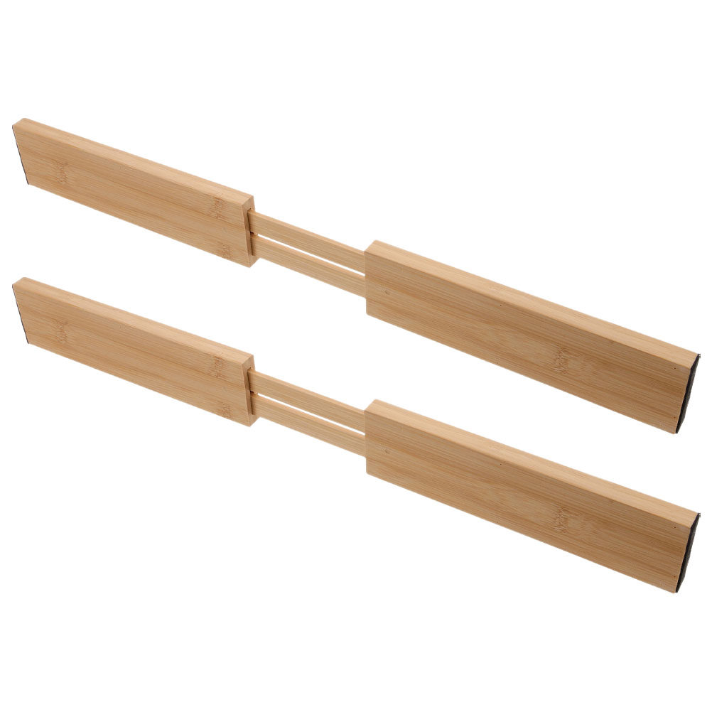 Drawer Organizer Bamboo - 2 Stück Bambus-Schubladenteiler, verstellbar, erweiterbar, Küchen-Organizer