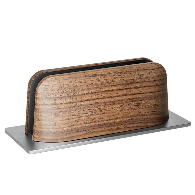 Desk Setup Macbook - Vertikaler Laptopständer, Schreibtisch-Laptophalter aus schwarzem Walnussholz,