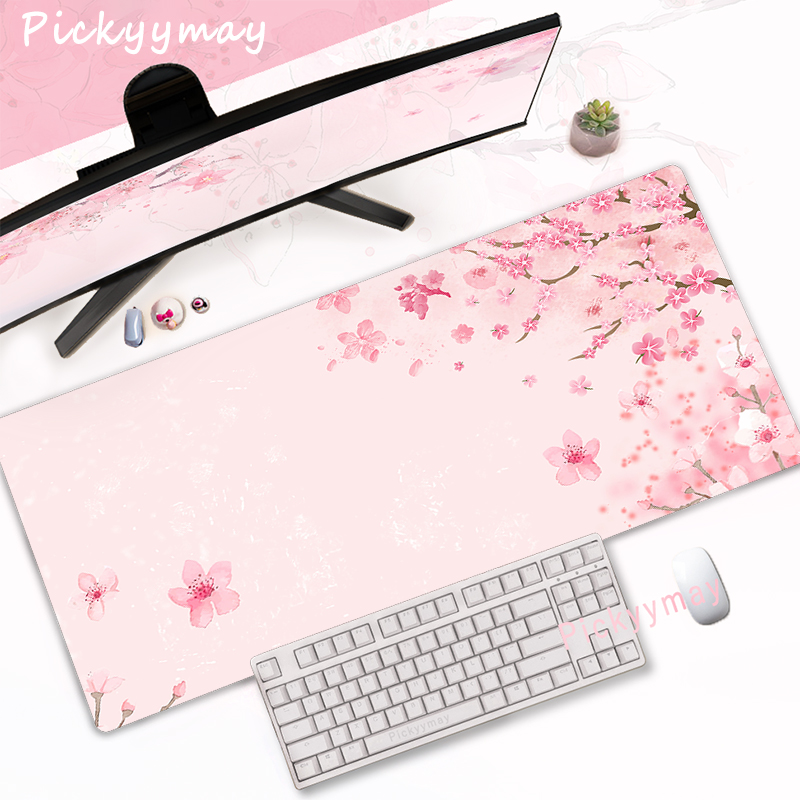 Desk Setup Pink - CIFBUY Pink Cherry Blossom Gaming-Mauspad, große,