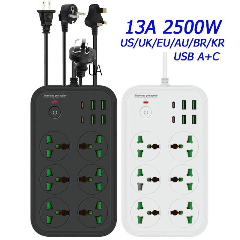 Power Strip Flat - 13A Universal-Steckdosenleiste mit Steckdosen und Verlängerungskabel,