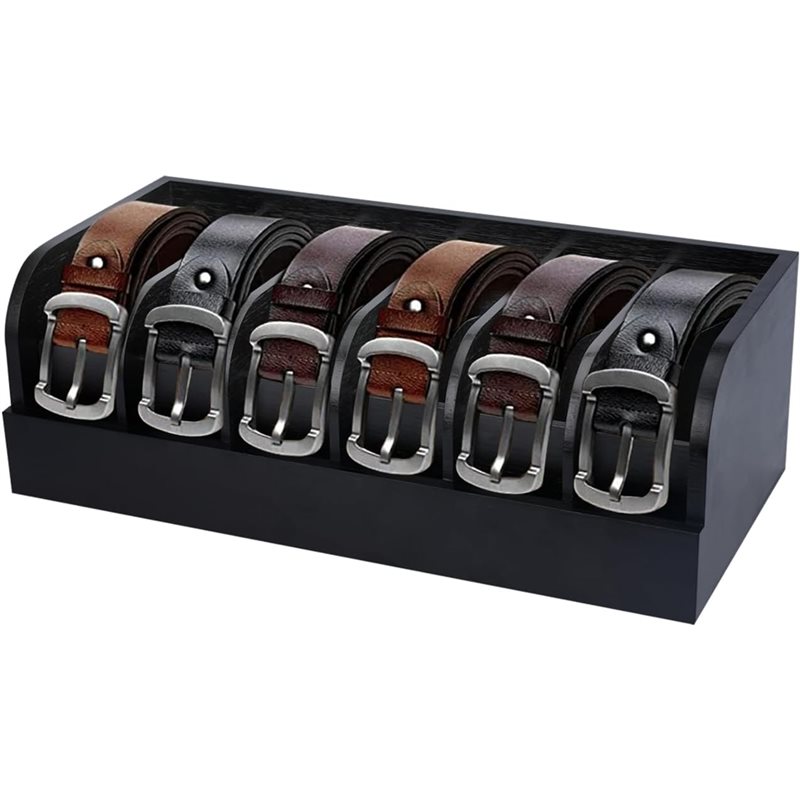 Drawer Organizer Bamboo - A96I-Gürtel-Organizer, 6 Fächer, Bambus-Vitrine für Krawatte