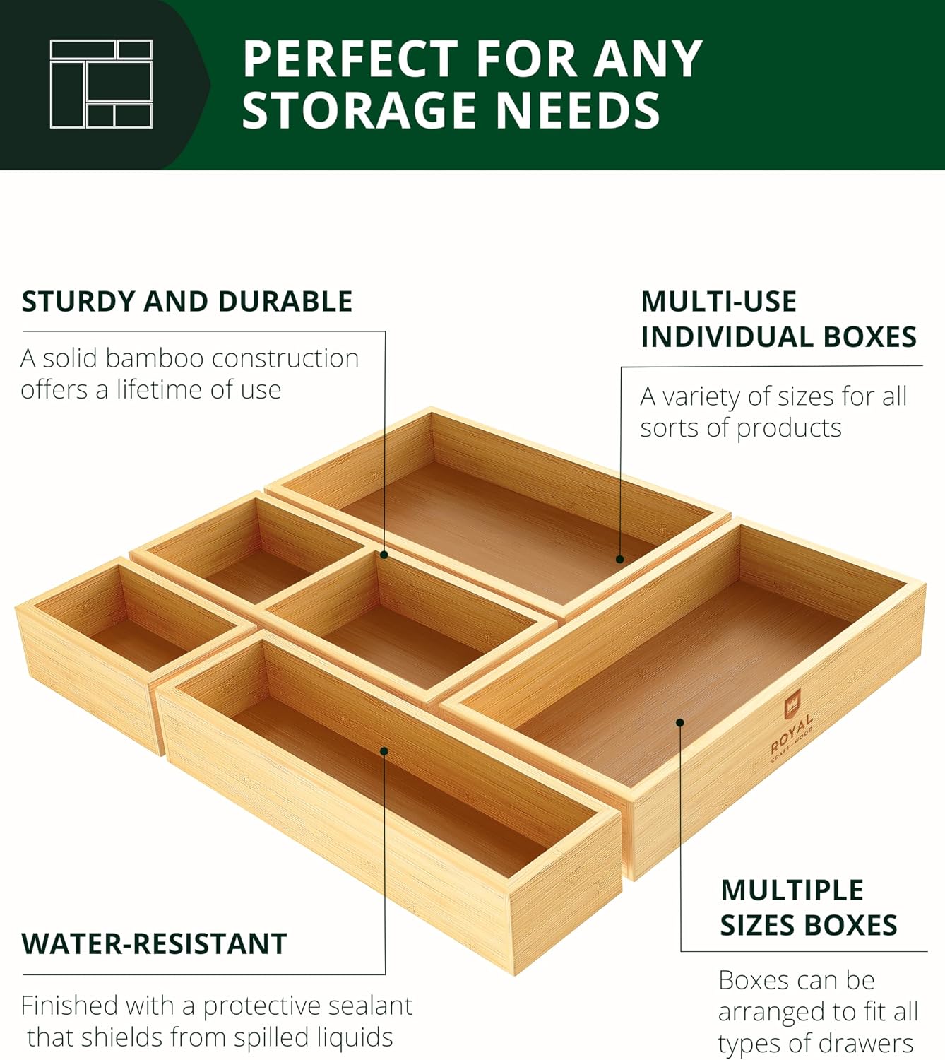 5-teiliges Schubladen-Organize – Drawer Organizer Bamboo Bewertung und Preis