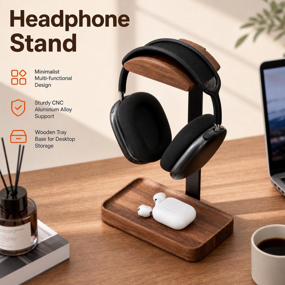 Walnuss-Kopfhörerständer zur A – Desk Setup Organization Bewertung und Preis