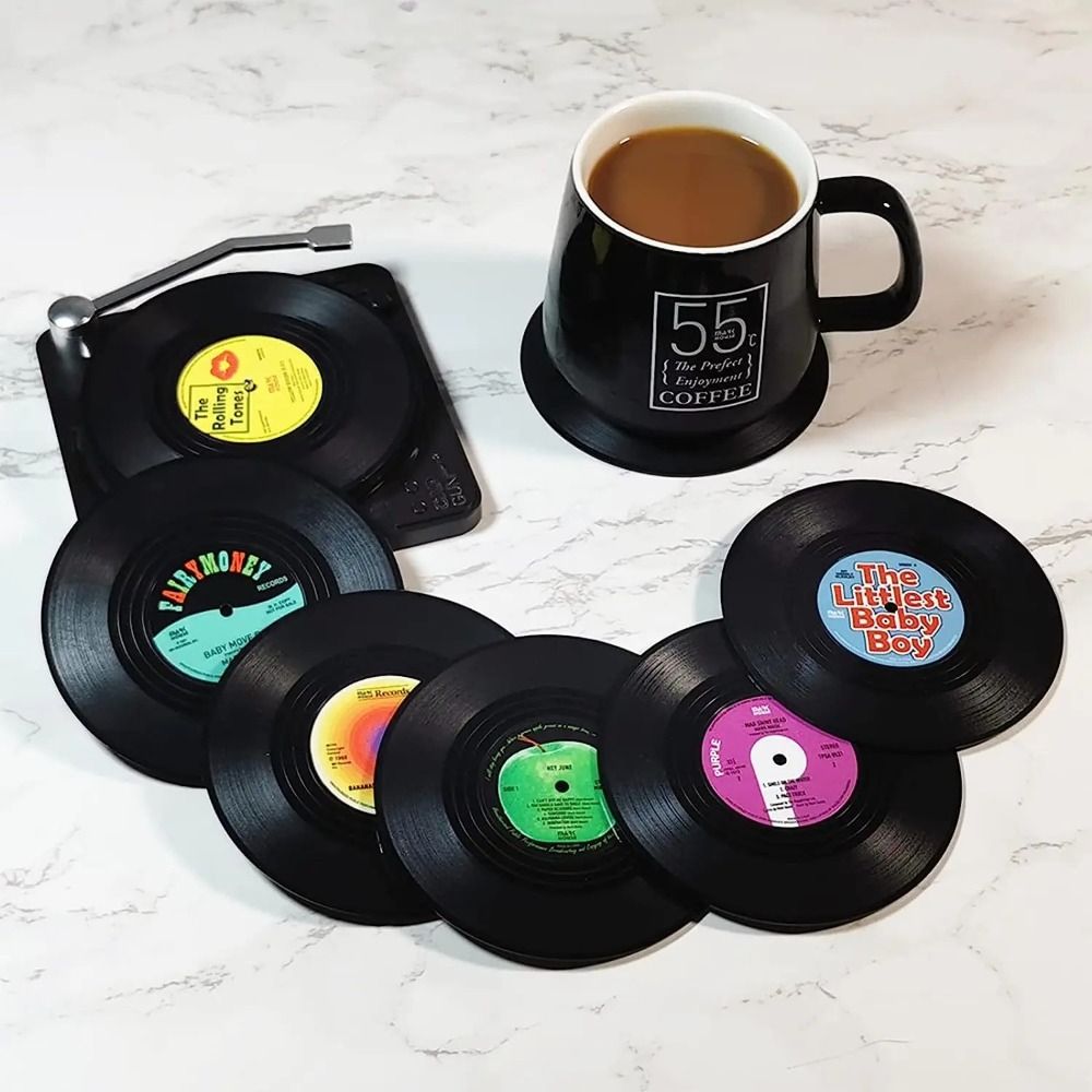 2/4/6PCS Retro Vinyl Schallpla – Desk Setup Retro Bewertung und Preis
