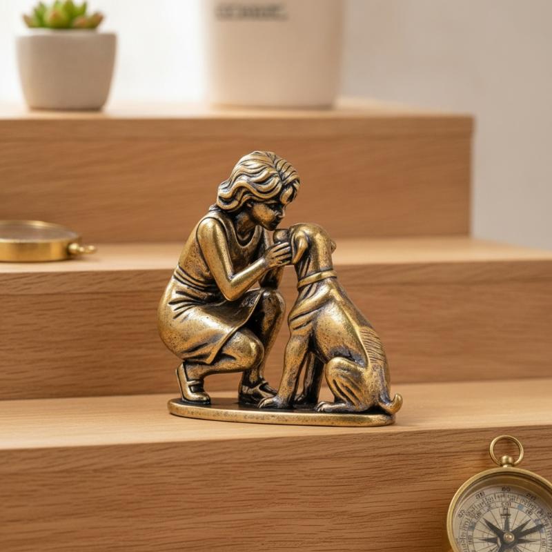 Messingstatue von Mädchen und  – Desk Setup Retro Bewertung und Preis