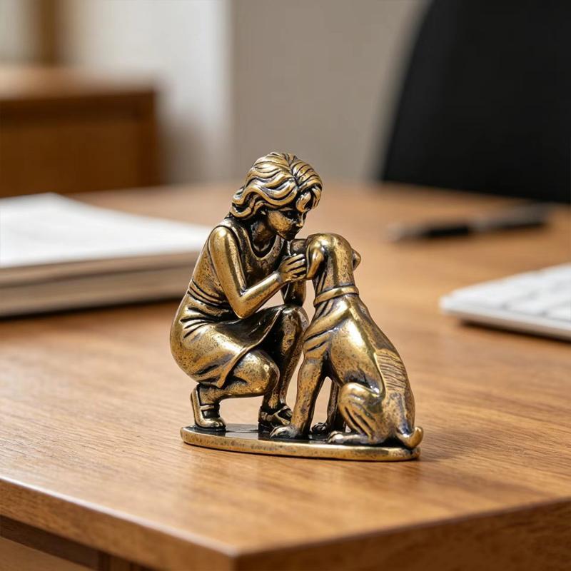 Messingstatue von Mädchen und  – Desk Setup Retro Bewertung und Preis